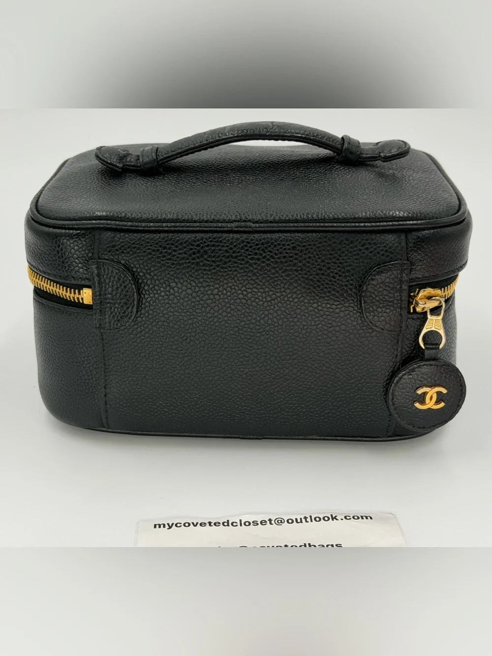 🖤CHANEL Black Caviar Leather CC Logo Vanity Case w/Dust Bag and Entrupy COA🖤 - Picture 4 of 16